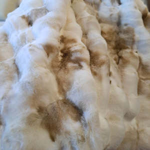 Blankets Throws: Highland Rabbit Fur Throw: Beige - 150x220