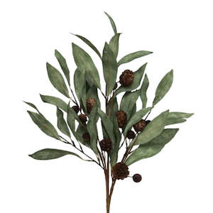 Faux Plants Foliages Flowers: Eucalyptus & Brown Berry Wood Branch