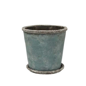 Sea Blue Plant Pot & Saucer - Medium