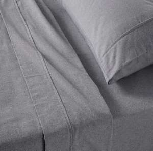 Sheets Sheet Sets: Chambray Flannel Sheet Set Grey Marle Queen