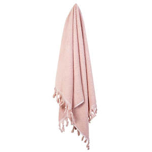 Towels Bath Rugs: Textured Tassel Bath Towel - Pink