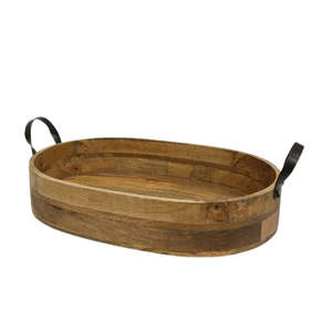 Trays Trolleys: Ploughmans Oval Serving Tray Iron Handles