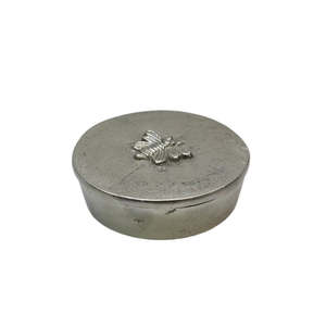 Round Silver Box with Bee Design