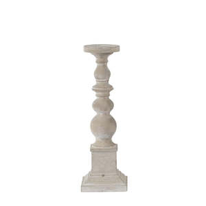 Grey Cement Pillar Candle Holder - Tall