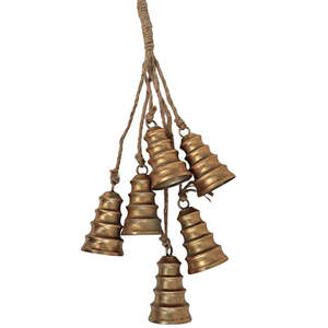 Gifts: Gold Ribbed Bells Hanging Cluster