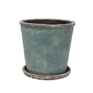 Home Living: Sea Blue Plant Pot & Saucer - Large