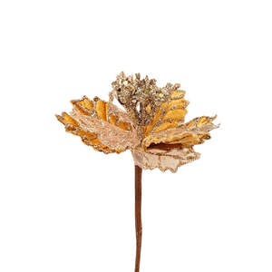 Products: Brushed Gold Poinsettia on Stick