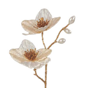 Xmas Rose Spray with Pearls: Cream