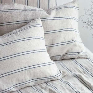 Pure Linen Pillowcase in Pair: Eton Stripe