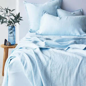 Bed Bath: Pure Linen Flat Sheet: Powder - One Size (Q/K/SK)