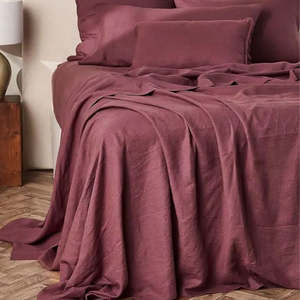 Bed Bath: Pure Linen Fitted Sheet: Port - Queen