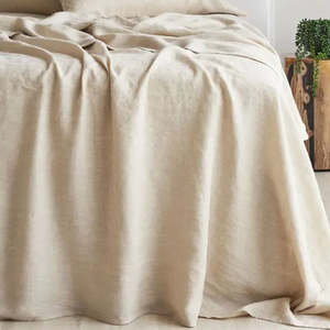 Bed Bath: Pure Linen Fitted Sheet: Natural - Queen
