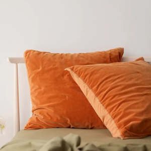 Bed Bath: Venus Cotton Velvet Quilted Eurocase - Tangelo