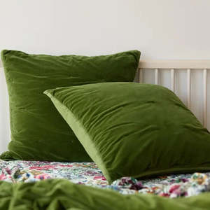 Venus Cotton Velvet Quilted Eurocase - Foliage