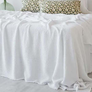 Lisboa Waffle Blanket: White - 240x260