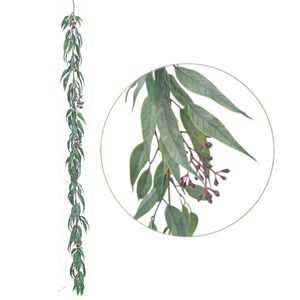 Faux Plants Foliages Flowers: Garland: Seeded Eucalyptus - Grey