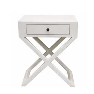 Furniture: Italia Riviera Bedside Table with Cross Legs: White