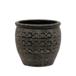 Pots Planters: Aztec Pot: Black/Natural - Large