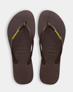 Womens Slim Rubber Logo Thongs