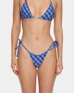Womens Bikini Bottoms Tie Up: Womens High Speed Check String Bikini Bottom