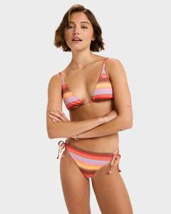 Womens Bikini Bottoms Tie Up: Womens Sunset Stripe TS Cheeky Bikini Bottom