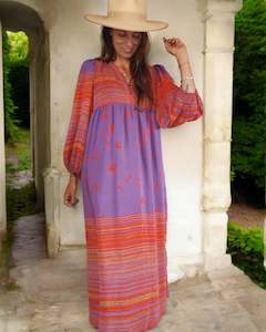 Vintage Sari Collection: Sundance Revival Dress - lilac and red
