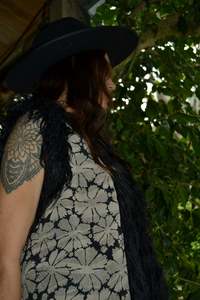 Midnight Rose Vest with Winter Bloom silk lining - size M/L