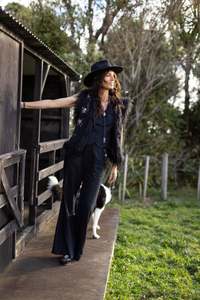 The Midnight Rose: Midnight Rose Vest with Ash Paisley silk lining - size S/M