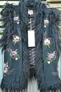 Midnight Rose Vest with Lilac Lattice silk lining - size S/M