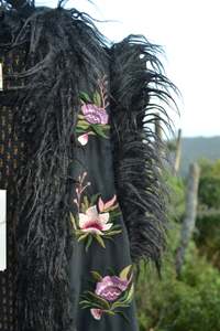The Midnight Rose: Midnight Rose Vest with Wild Ember silk lining - size S/M
