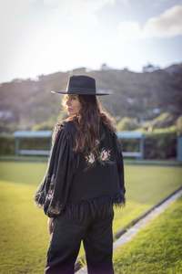 Midnight Rose Vest with Twilight Garden silk lining - size M/L