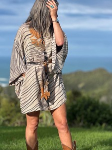 Kitekite Kimono Dress - Sandstorm (S/M) Vintage Crepe Silk Sari