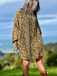 Kitekite Kimono Dress - Paisley Forest (M/L) Vintage Crepe Silk Sari