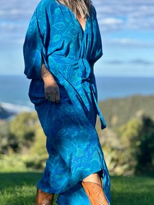Wandering Rose Wrap Dress - Turquoise Moon