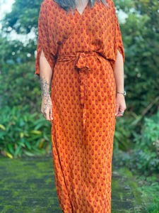 Wandering Rose Wrap Dress - Apricot Sunset