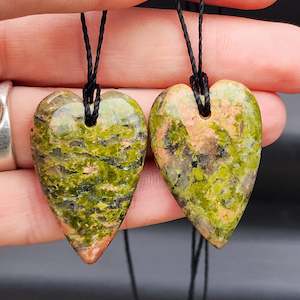 necklace: Natural Unakite Heart Pendant Necklace