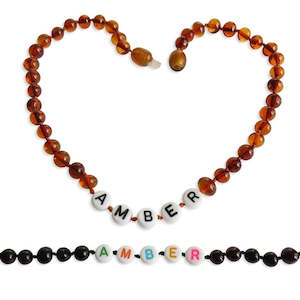 Custom Name Amber Teething Necklace