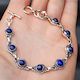 Solid 925 Sterling Silver & Natural Lapis Lazuli Handmade Chain Bracelet