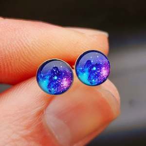 925 Sterling Silver Galaxy Stud Earrings