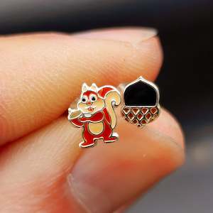 925 Sterling Silver Chipmunk Stud Earrings
