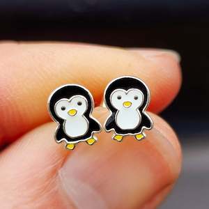925 Sterling Silver Penguin Stud Earrings