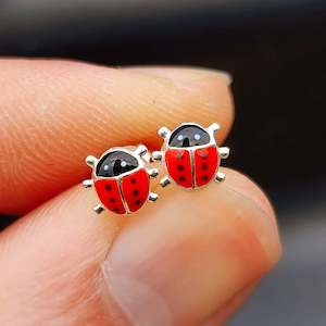 925 Sterling Silver Ladybug Stud Earrings