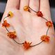 Polished Cognac Baltic Amber 3x Setting Knotted Bracelet