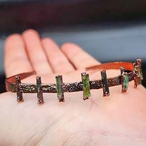 Electroformed Copper & Natural Raw Tourmaline Cuff Bracelet