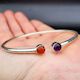 Solid 925 Sterling Silver, Amethyst & Carnelian Stone Bracelet