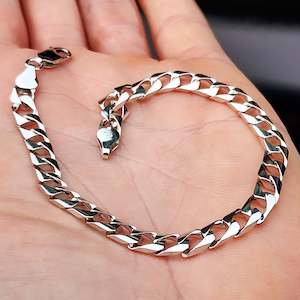 Solid 925 Italian Sterling Silver 5.5mm Curb Chain Bracelet