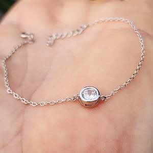 Sterling Silver Bracelets Bangles: Solid 925 Sterling Silver & 6mm Round CZ Diamond Chain Bracelet