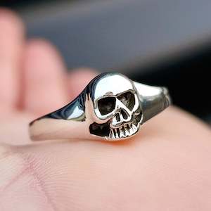 Solid 925 Sterling Silver 9mm Skull Ring