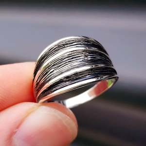 Solid 925 Sterling Silver Black Oxidized Wide Cuff Ring