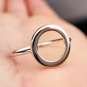 Plain Sterling Silver Rings: Solid 925 Sterling Silver 15mm Circle Ring